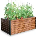 STREND PRO Hochbeet Metall 200x100x77 cm (LxBxH) Holz Imitation | Pflanzkasten Holz Effekt | Blumenkasten Holz Effekt | Garten Pflanzkasten Hoch | Gemüsebeet | Gartenbeet | Hochbeet Balkon Pflanzbeet