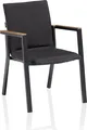 Kettler Stapelsessel RASMUS, Aluminium Anthrazit / Sunbrella (100 % Polyacryl) Sooty, Teak-Armlehnen