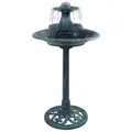 Vogelbad Mit Springbrunnen Grün 50x91 Cm Kunststoff Vogeltränke Trinkwasser