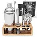 ✅​ Cocktail Shaker Set mit Ständer & Rezeptbuch: Premium Edelstahl Cocktailset