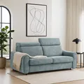 3-Sitzer Sofa PAVARTI – Schlafsofa mit Matratze 140x195 cm & italienischem Gestell & Ausklappsystem, Velours Himmelblau