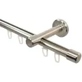 iso-design Gardinenstange Innenlauf 16 mm Farbe Edelstahl Wandabstand 7 cm Endstück Kappe, Ø 16 mm, 1-läufig, Fixmaß, mit Bohren, Aluminium, Innenlaufprofil mit Metallsäge kürzbar silberfarben Ø 16 mm x 140 cm