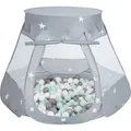 Selonis Spielzelt Kinder 105x90cm mit 100 Bunte bälle ∅6cm - Zelt kinderzimmer Kinder spielzelt Bällebad zelt Babyzelt Höhle - Für Jungen - Grau