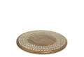 Chic Antique Servierplatte Tapasplatte Serviertablett Tours drehbar Mangoholz und Schnitzereien, Mangoholz mit Schnitzereien