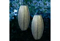 MARELIDA LED Lampion 2x Solar Gartenlampions oval Blumenmuster blau 40cm Balkon Terrasse, LED Classic, warmweiß (2100K bis 3000K)