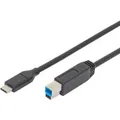 USB 3.2 Gen 1 Anschlusskabel USB-C > USB-B schwarz, 1,80 Meter, PD, Laden mit bis zu 3A