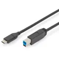 DIGITUS USB Type-C Verbindungskabel, Typ C auf B St/St, 1.8m, 3A, 5GB, 3.0 Version, sw