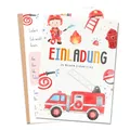 MeinBaby123® 10 Einladungskarten Kindergeburtstag Jungs | Feuerwehr Geburtstagseinladungen für Kinder | Feuerwehr Einladungskarten | inkl. 10 Briefumschläge | Premium Qualität (Feuerwehr V3)