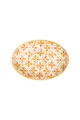 Seifenschale Floral oval aus Steingut mit gelbem Print, mit Löchern für den Wasserablauf, 14 x 9,5 x 2 cm
