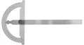 WRS Präz.-Gradmesser/Winkelmesser, Skala mattverchromt, blendfrei, mit Metall-Feststellschraube, 0-180°, im Etui, Größe: 250 x 500 mm