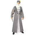 Amscan - Erwachsenenkostüm Dumbledore aus Harry Potter, Umhang, Hut, Bart, Schulleiter Hogwarts, Zauberer, Magier, Grau