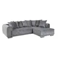 Riess Ambiente Modernes XXL Ecksofa DECADENCIA 319cm Silbergrau Samt inkl. Kissen Eckcouch Sofa mit Samtbezug Couch