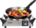 Duronic HP1 SS Kochplatte | elektrische Einzelkochplatte | Herdplatte | Kochfeld aus Edelstahl | rostfreier Stahl | stufenlos einstellbare Temperatur | Tragegriffe | 1500 Watt | Camping