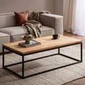 Couchtisch Akazie Massivholz 120cm Wohnzimmertisch rechteckig Industrial Design