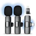 Qhot Kabelloses Lavalier Mikrofon für iPhone, Android & Handy – Mini mikrofon mit USB-C & Lightning, 10h Akkulaufzeit, 2,4 GHz Wireless Microphone für Vlog, Video, Interview & Podcast (Schwarz)