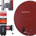 DUR-line MDA 80 Satellitenschüssel rot + Twin LNB