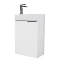 Planetmöbel Waschtisch mit Unterschrank 40 cm Waschbeckenunterschrank, Badmöbel-Set mit Waschbecken für kleine Bäder, Gäste WC, Weiß