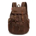 AUGUR Retro Segeltuch Rucksack, Canvas Vintage Rucksack 15-17 Zoll Laptop Daypack Schulrucksack Reisetasche Lederrucksack Wasserdicht (Large Coffee)
