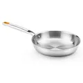 BRA Efficient | Effiziente Bratpfanne Inox Triply 26 cm, Edelstahl 18/10, ohne Antihaftbeschichtung mit dreifach geschmiedetem Diffusorboden, ohne ... - Silber