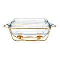 Speisewärmer Warmhalteplatte Wärmebehälter 3,9L Stövchen Auflaufform Deckel gold