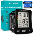 FITAGE Blutdruckmessgerät Oberarm Digital Blutdruck-Messgerät und Pulsmesser mit Speicherfunktion Manschettensitzkontrolle für Oberarmumfänge von 22-42 cm, Arrhythmie-Erkennung Blood Pressure Monitor