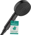 hansgrohe Pulsify S - wassersparender Duschkopf 5,7 l/min (EcoSmart+), Handbrause mit 1 Strahlart (PowderRain), runde Duschbrause (105 mm), Sparduschkopf mit Antikalk-Funktion, Mattschwarz, 24121670
