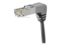 Tecline Exertis Connect Patchkabel Cat. 6A, S/FTP (PiMF), beidseitig abgewinkelt, grau, 0,3 m 854286