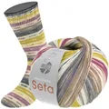 LANA GROSSA Meilenweit Seta | Sockengarn mit Seidenanteil, waschmaschinenfest | Handstrickgarn 55% Schurwolle (Merino), Polyamid, & Seide | 100g Wolle zum Stricken & Häkeln | 400m Garn FB3443