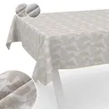 Tischdecke Stoff abwaschbar Lurex Tischtuch Tafeldecke Teflon beschichtet pflegeleicht Lotuseffekt schmutz- & wasserabweisend Kate Floral Blätter 100x140cm mit Saum (Eingefasst) Gold
