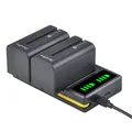 2 x 5200 mAh NP-F750 NP-770 Akku + LED Dual Bulit-in USB-Ladegerät mit Typ-C-...