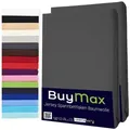 Buymax Spannbettlaken 2-er Set, Doppelpack, Bettlaken, Jersey 100% Baumwolle, Gummizug: rundum, (2 Stück), Pflegeleicht und Atmungsaktiv in Verschiedenen Farben und Größen grau 70 cm x 140 cm