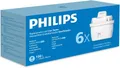 Philips Water Wasserfilter-Kartuschen Geschmack+, 6er-Pack, reduziert MIKROPLASTIK, CHLOR, KALK, SCHWERMETALLE, Kompatibel mit brita*