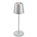 Briloner Tischlampe kabellos, Touch, buntes RGB+W Licht, höhenverstellbar, Chrom