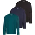 Man's World Langarmshirt neue Farbe ! (3er-Pack) Langarm, unifarben, aus Baumwolle, im 3er-Pack grün|schwarz XXXL (64/66)