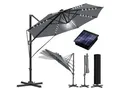 KESSER® Sonnenschirm Ampelschirm SUN Rund XL Ø330 cm Inkl. Windschtzseile & Abdeckung 7-Fach Verstellbar Drehbar Neigbar Kippbar Groß 360° Drehbar Gartenschirm mit Kurbel Sonnenschutz UV50+