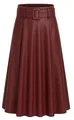 Mississhop 401 Damen A-Linien Rock mit Gürtel – Kunstleder Bordeaux