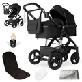 bergsteiger Kombi-Kinderwagen Nizza 3 in 1 Kinderwagen, Auto-Babyschale & Isofix Station optional, black | black