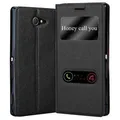 Cadorabo Schutzhülle für Sony Xperia M2 / M2 AQUA Hülle in Schwarz Handyhülle Book Case Cover Etui