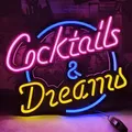 Cocktails & Dreams Neonlicht LED Neon Schild XL Licht Lampe Reklame Leuchte Party Wand Dekoration Hintergrund Beleuchtung Deko Wandleuchte Disko BAR Deko Laden Schaufenster Kiosk Club geöffnet