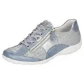 Remonte Schnürschuh mit feinem Metallic-Schimmer, Freizeitschuh, Halbschuh, Schnürschuh blau|silberfarben 39 EU