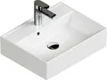 Aqua Bagno Basic Design Waschbecken Plan Aufsatz-Waschbecken Eckig Waschtisch Aufsatzbecken Keramik Weiß 50 x 38 x 13 cm