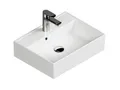 Aqua Bagno Waschbecken 50cm weiß glänzend eckig Wandhängend Waschtisch