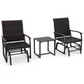 COSTWAY 3-tlg. Gartenmöbel Set mit gepolstertem Sitz, Rattan Balkonset inkl. 2 Stühle & Tisch, Sitzgruppe für kleinen Balkon - Braun