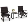 3tlg. Gartenmöbel Set Rattan Balkonmöbel Set + Tisch & 2 Schaukelstühle
