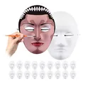 Relaxdays Maske im 20er Set, zum Bemalen und Basteln, Karneval, Fasching, Pappmaske Gesicht HxBxT 24 x 18,5 x 8 cm, weiß