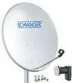 Schwaiger SAT Anlage Stahl 55cm Set Twin LNB ASTRA EUTELSAT HD tauglich hellgrau
