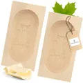 2X HOFMEISTER® Butterform, für 250 g Butter, 19 cm, Eule, handgeschnitzt in Deutschland, Butter-Form zum Dekorieren, eckige Sturz-Form, Butter-Model aus heimischem Ahorn-Holz