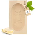 HOFMEISTER® Butterform, für 250 g Butter, 19 cm, Eule, handgeschnitzt in Deutschland, Butter-Form zum Dekorieren, eckige Sturz-Form, Butter-Model aus heimischem Ahorn-Holz