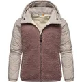 Ragwear Outdoorjacke Leeloo Damen Übergangsjacke aus Teddyfleece mit gesteppten Ärmeln lila M (38)