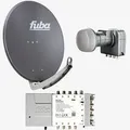 Fuba Sat Anlage 8 Teilnehmer | DAA 780 A Satellitenschüssel 80cm Alu anthrazit (Testergebnis: ausgezeichnet)* + Fuba Quattro LNB + Fuba Sat